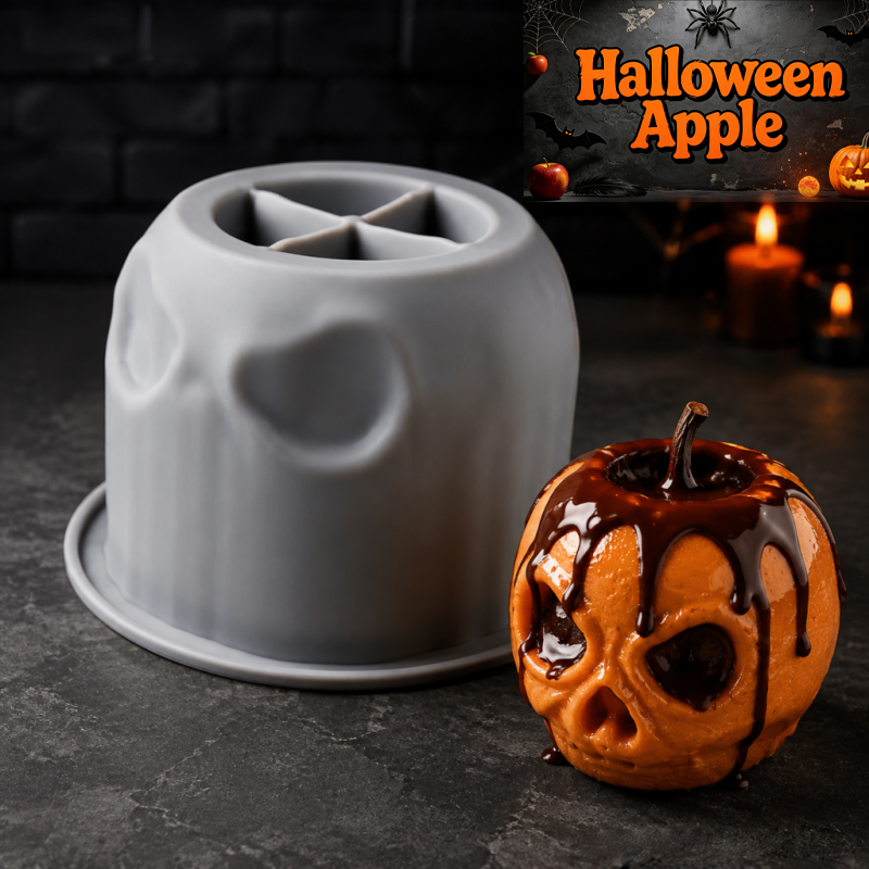 Eco Soap - Halloween-Totenkopf-Apfel-Silikonform, kreatives Design, lebensmittelechtes Silikon, antihaftbeschichtet