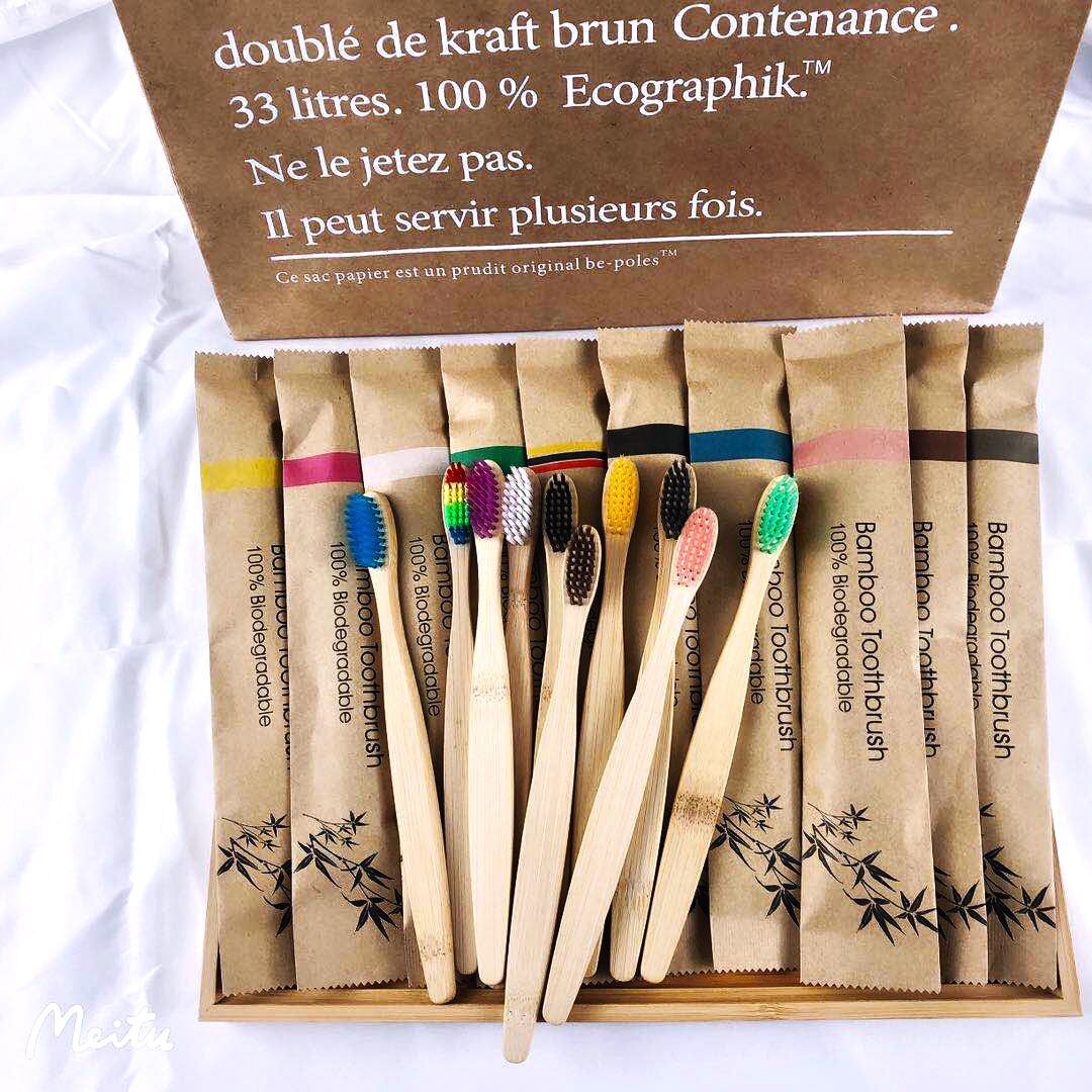 Bamboo Toothbrush - Zufällige Farbe 5/10 Stück Bambus-Zahnbürsten Wiederverwendbare
