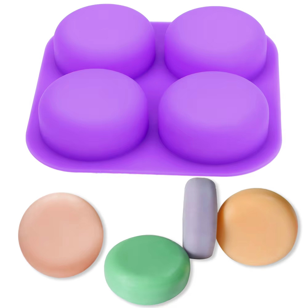 Eco Soap - 1-2 Stück 4-fach Wiederverwendbare Runde Silikon-Seifenformen,