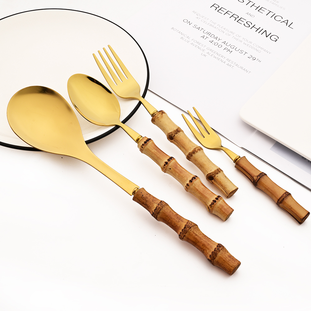 6 Stücke Gold Natürlichen Bamb – Bamboo Cutlery Bewertung und Preis
